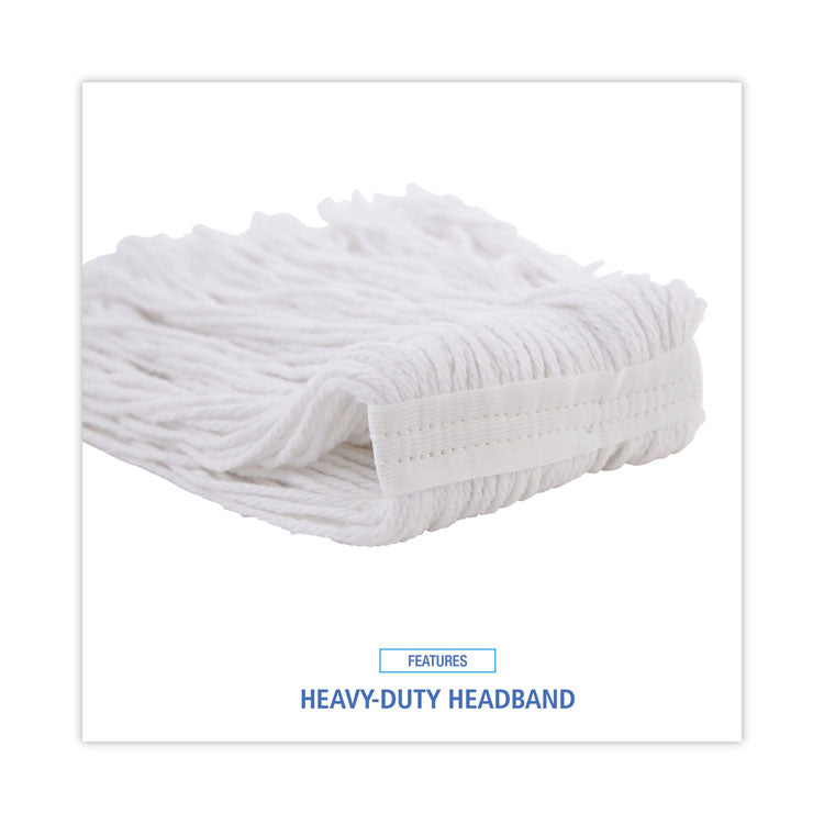 Mop Head, Value Standard Head, Rayon Fiber, Cut-End, Size No. 16, White, 12/carton