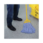 Mop Head, Standard Head, Cotton/synthetic Fiber, Cut-End, #24, Blue, 12/carton