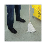 Handle/Deck Mops, #12 White Rayon Head, 48" Natural Wood Handle, 6/Pack