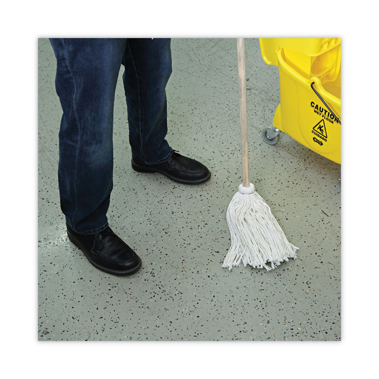 Handle/Deck Mops, #12 White Rayon Head, 48" Natural Wood Handle, 6/Pack