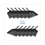 Metal Dust Pan, 12 x 14, 5" Handle, 20-Gauge Steel, Black, 12/Carton