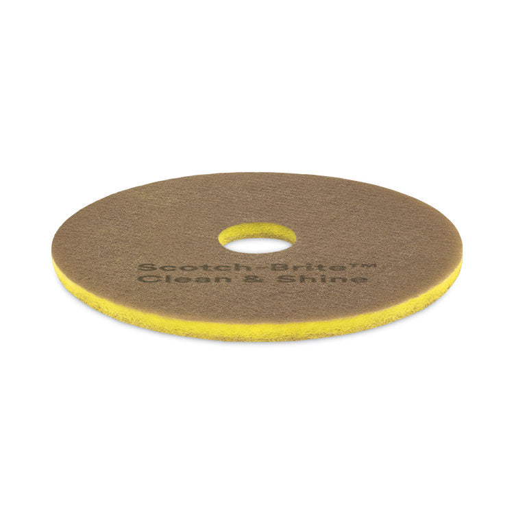 Clean and Shine Pad, 15" Diameter, Brown, 5/Carton