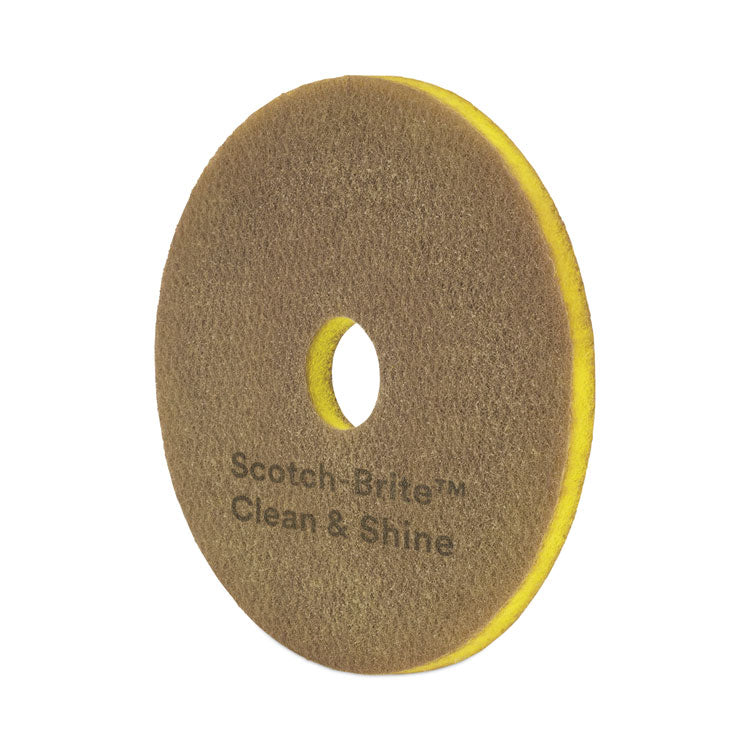 Clean and Shine Pad, 15" Diameter, Brown, 5/Carton