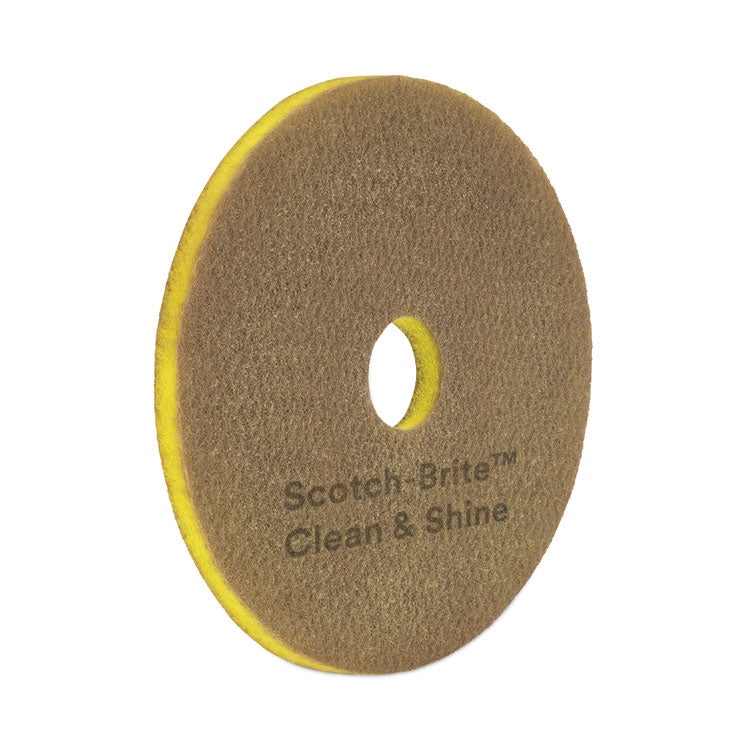 Clean and Shine Pad, 15" Diameter, Brown, 5/Carton