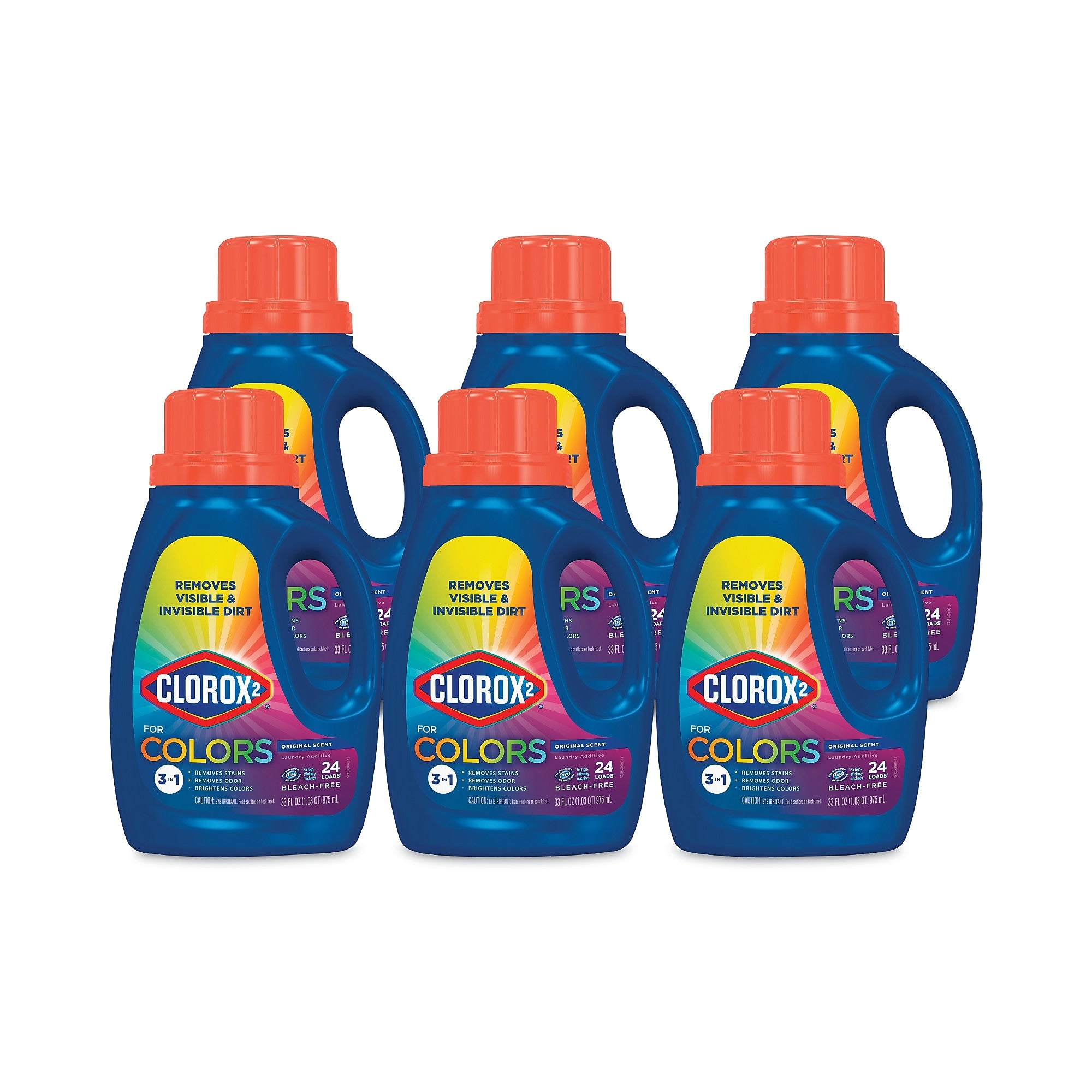 Clorox 2 Stain Remover and Color Booster, 24 Loads, 33 oz. Bottle, 6/Carton