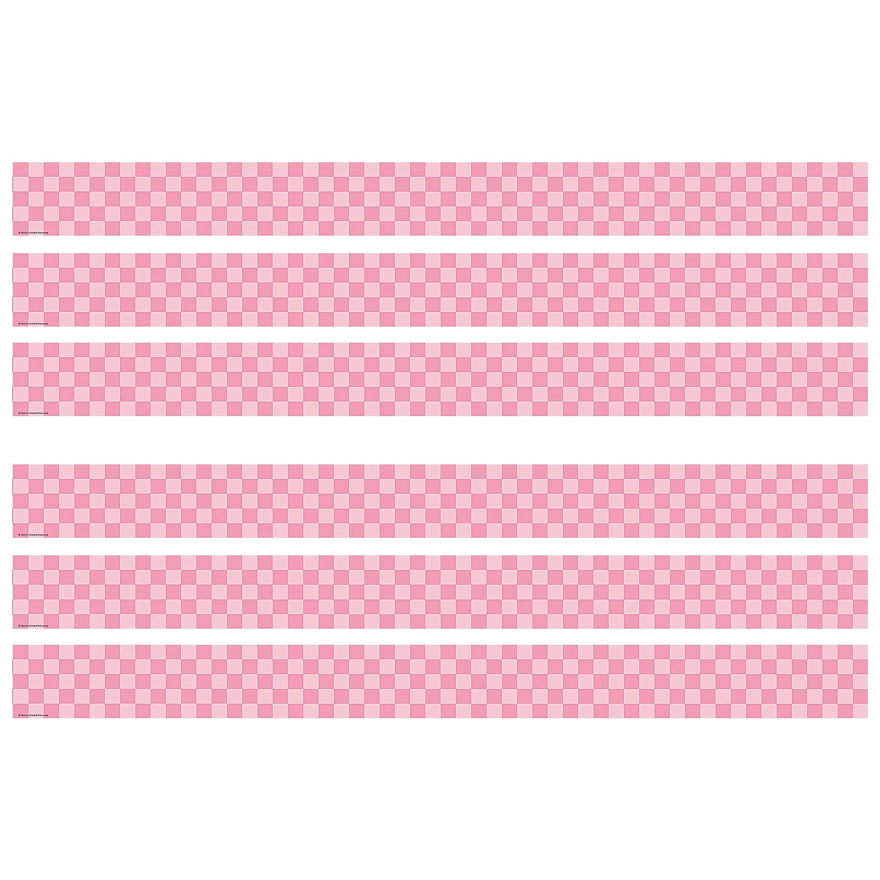 Teacher Created Resources Straight Border Trim, 3" x 2.92', Cool for School Pink Checkers, 12/Pack, 6 Packs/Bundle (TCR9332-6)