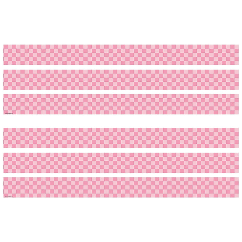 Teacher Created Resources Straight Border Trim, 3" x 2.92', Cool for School Pink Checkers, 12/Pack, 6 Packs/Bundle (TCR9332-6)