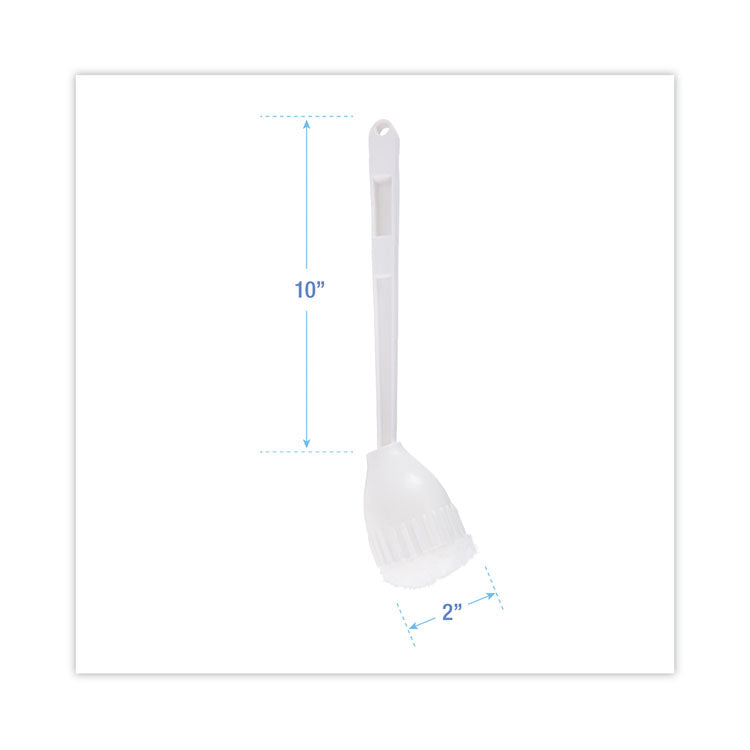 Cone Toilet Bowl Mop, 10" Handle, 2" Mop Head, White, 25/Carton