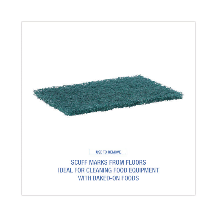 Heavy-Duty Scouring Pad, 6 x 9, Green, 15/Carton