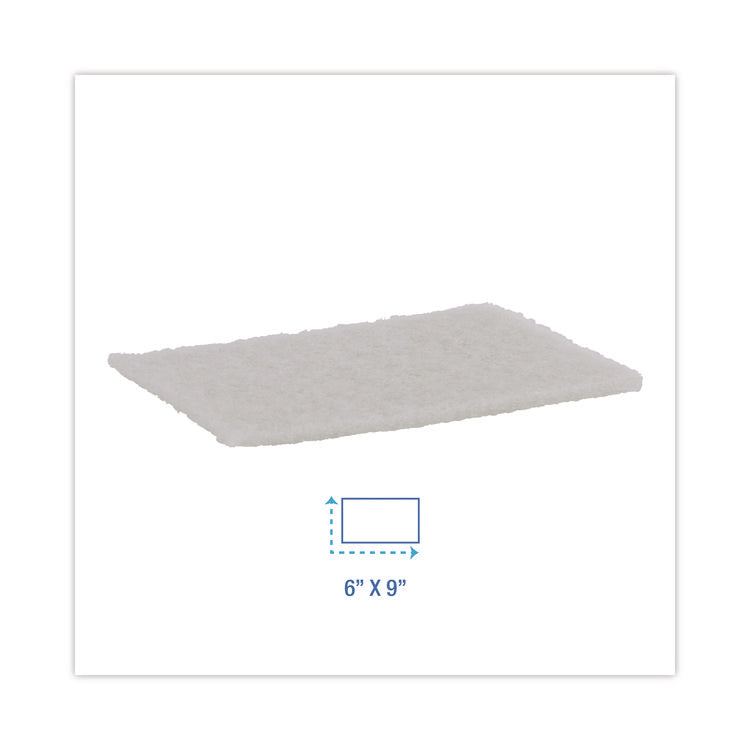 Light-Duty Scouring Pad, 6 x 9, White, 20/Carton