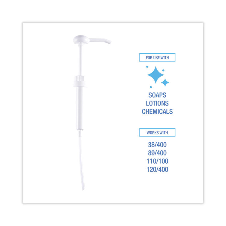 Siphon Pump for 1 gal Bottles, 1 oz Output, 12" Tube, Plastic, White, 12/Carton