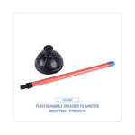 Toilet Plunger, 18" Plastic Handle, 5.63" Dia, Red/black