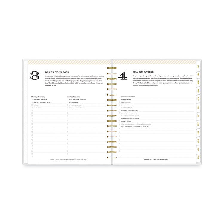 Day Designer Daily/Monthly Frosted Planner, Rugby Stripe Artwork, 10 x 8, Black/White Cover, 12-Month (July-June): 2025-2026