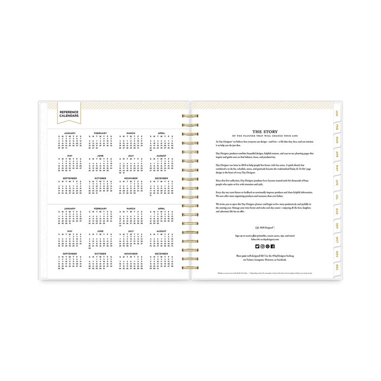 Day Designer Daily/Monthly Frosted Planner, Rugby Stripe Artwork, 10 x 8, Black/White Cover, 12-Month (July-June): 2025-2026