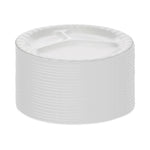 Placesetter Deluxe Laminated Foam Dinnerware, 3-Compartment Plate, 8.88" dia, White, 500/Carton