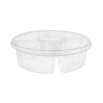 Dip Cup Platter, 4 Compartments, 64 oz, 10" Diameter, Clear, Plastic, 100/Carton