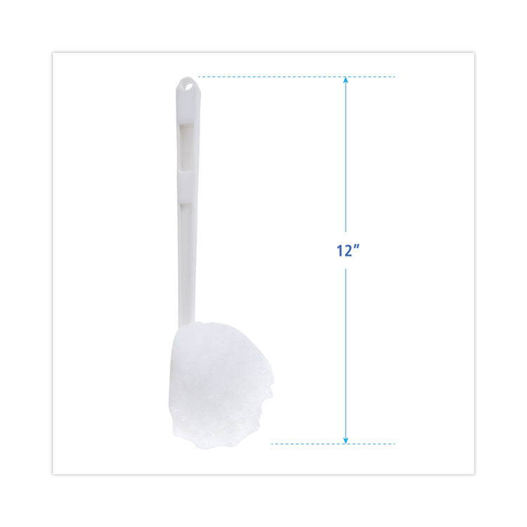 Deluxe Toilet Bowl Mop, 12" Handle, 2" Mop Head, White