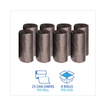 High-Density Can Liners, 60 gal, 14 mic, 38" x 58", Black, Perforated Roll, 25 Bags/Roll, 8 Rolls/Carton