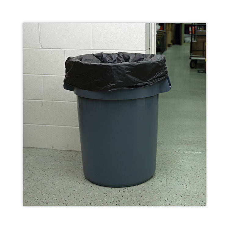 High-Density Can Liners, 60 gal, 14 mic, 38" x 58", Black, Perforated Roll, 25 Bags/Roll, 8 Rolls/Carton