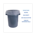 High-Density Can Liners, 60 gal, 19 mic, 38" x 58", Natural, Perforated Roll, 25 Bags/Roll, 6 Rolls/Carton