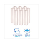 High-Density Can Liners, 45 gal, 13 mic, 40" x 46", Natural, Perforated Roll, 25 Bags/Roll, 10 Rolls/Carton
