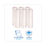 High-Density Can Liners, 45 gal, 19 mic, 40" x 46", Natural, Perforated Roll, 25 Bags/Roll, 6 Rolls/Carton