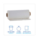 Industrial Drum Liners Rolls, 60 gal, 1.8 mil, 38" x 63", Clear, 75/Carton