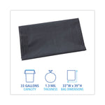 Linear Low Density Industrial Can Liners, 33 gal, 1.3 mil, 33" x 39", Gray, Flat Pack, 100/Carton