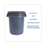 Linear Low Density Industrial Can Liners, 33 gal, 1.3 mil, 33" x 39", Gray, Flat Pack, 100/Carton