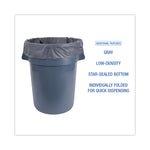 Linear Low Density Industrial Can Liners, 60 gal, 1.3 mil, 38" x 58", Gray, Flat Pack, 100/Carton