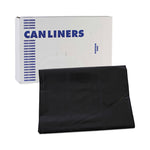 Linear Low Density Industrial Can Liners, 60 gal, 1.7 mil, 38" x 58", Black, Flat Pack, 100/Carton