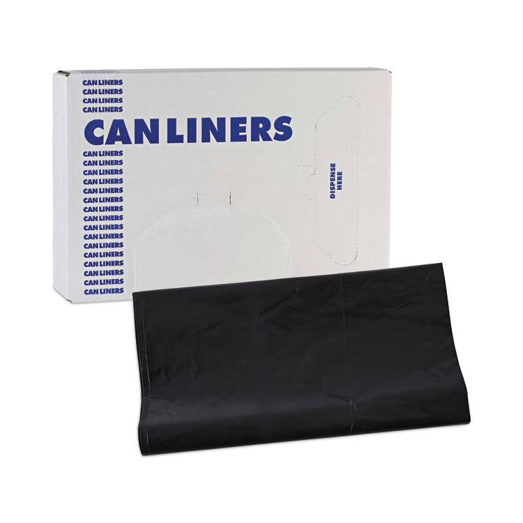 Linear Low Density Industrial Can Liners, 56 gal, 1.7 mil, 43" x 47", Black, Flat Pack, 100/Carton