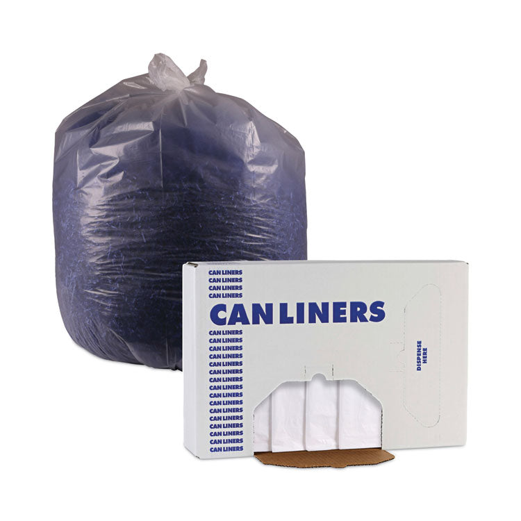 High Density Industrial Can Liners Flat Pack, 33 gal, 16 mic, 33" x 40", Natural, Flat Pack, 200/Carton