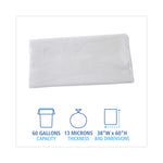High Density Industrial Can Liners Flat Pack, 60 gal, 13 mic, 38" x 60", Natural, Flat Pack, 200/Carton