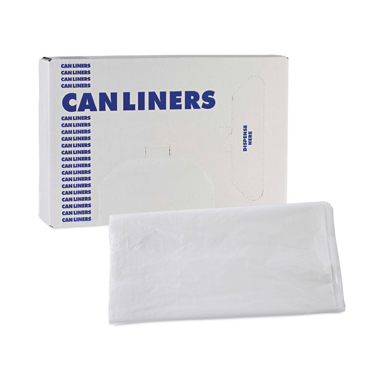 High Density Industrial Can Liners Flat Pack, 60 gal, 13 mic, 38" x 60", Natural, Flat Pack, 200/Carton
