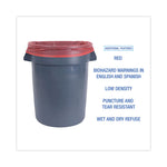 Linear Low Density Health Care Trash Can Liners, 33 gal, 1.3 mil, 33" x 39", Red, Flat Pack, 150/Carton