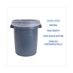 High Density Industrial Can Liners Coreless Rolls, 33 gal, 16 mic, 33" x 40", Natural, Perforated, 25 Bags/Roll, 10 Rolls/CT