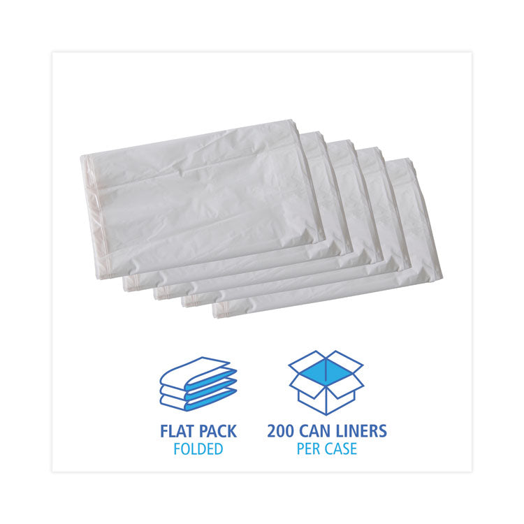 Linear Low Density Industrial Can Liners, 30 gal, 0.7 mil, 30" x 36", White, Flat Pack, 200/Carton