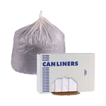 Linear Low Density Industrial Can Liners, 60 gal, 0.7 mil, 38" x 58", White, Flat Pack, 100/Carton