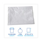 Linear Low Density Industrial Can Liners, 56 gal, 0.9 mil, 43" x 47", White, Flat Pack, 100/Carton
