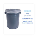 Linear Low Density Industrial Can Liners, 56 gal, 0.9 mil, 43" x 47", White, Flat Pack, 100/Carton
