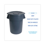 Round Waste Receptacle, 32 gal, Linear-Low-Density Polyethylene, Gray