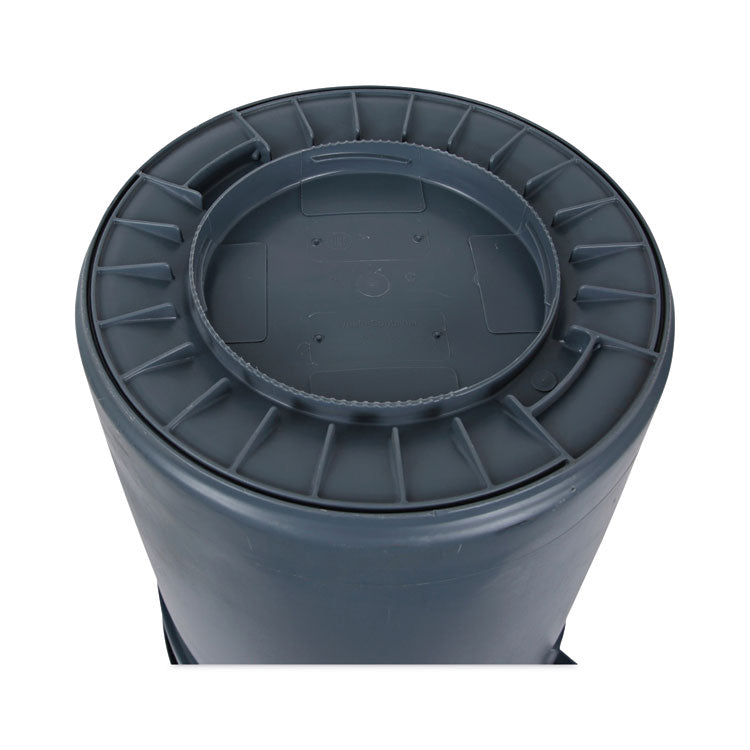 Round Waste Receptacle, 32 gal, Linear-Low-Density Polyethylene, Gray