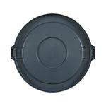Lids For 32 Gal Waste Receptacle, Flat-Top, Round, Plastic, Gray