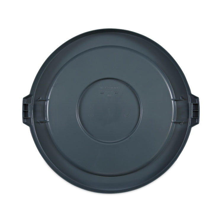Lids For 32 Gal Waste Receptacle, Flat-Top, Round, Plastic, Gray