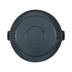 Lids For 44 Gal Waste Receptacles, Flat-Top, Round, Plastic Gray