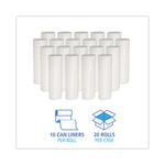 Low-Density Waste Can Liners, 30 gal, 0.5 mil, 30" x 36", White, Perforated Roll, 10 Bags/Roll, 20 Rolls/Carton