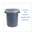 Low-Density Waste Can Liners, 33 gal, 0.6 mil, 33" x 39", White, Perforated Roll, 25 Bags/Roll, 6 Rolls/Carton