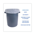 Low-Density Waste Can Liners, 60 gal, 0.5 mil, 38" x 58", White, Perforated Roll, 10 Bags/Roll, 10 Rolls/Carton