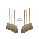 Parlor Broom, Corn Fiber Bristles, 55" Overall Length, Natural, 12/carton